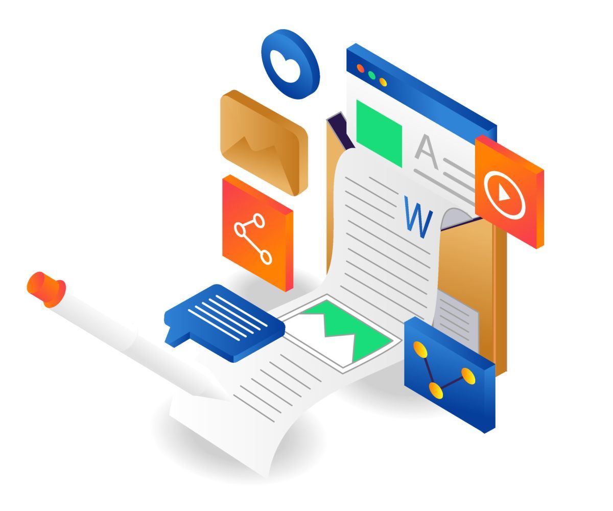 Creative blog article concept on paper Built-in AI content assistance